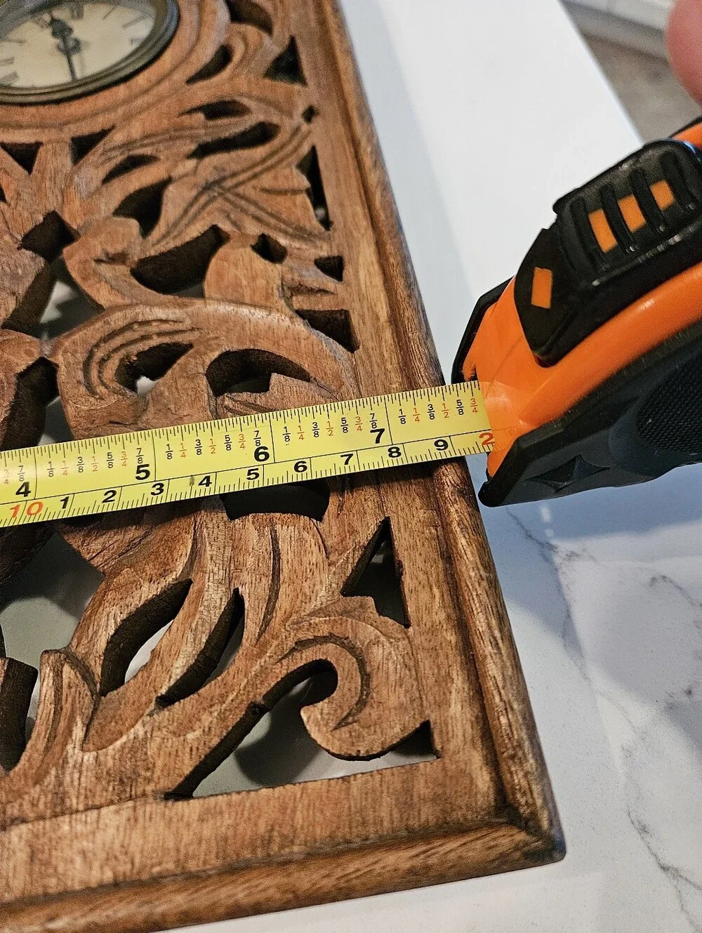 Handcrafted Brown Carved Wood Fretwork Wall Clock – Decorative Home Wall Decor